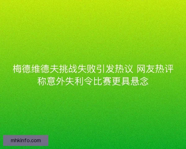梅德维德夫挑战失败引发热议 网友热评称意外失利令比赛更具悬念