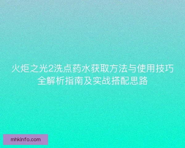 火炬之光2洗点药水获取方法与使用技巧全解析指南及实战搭配思路